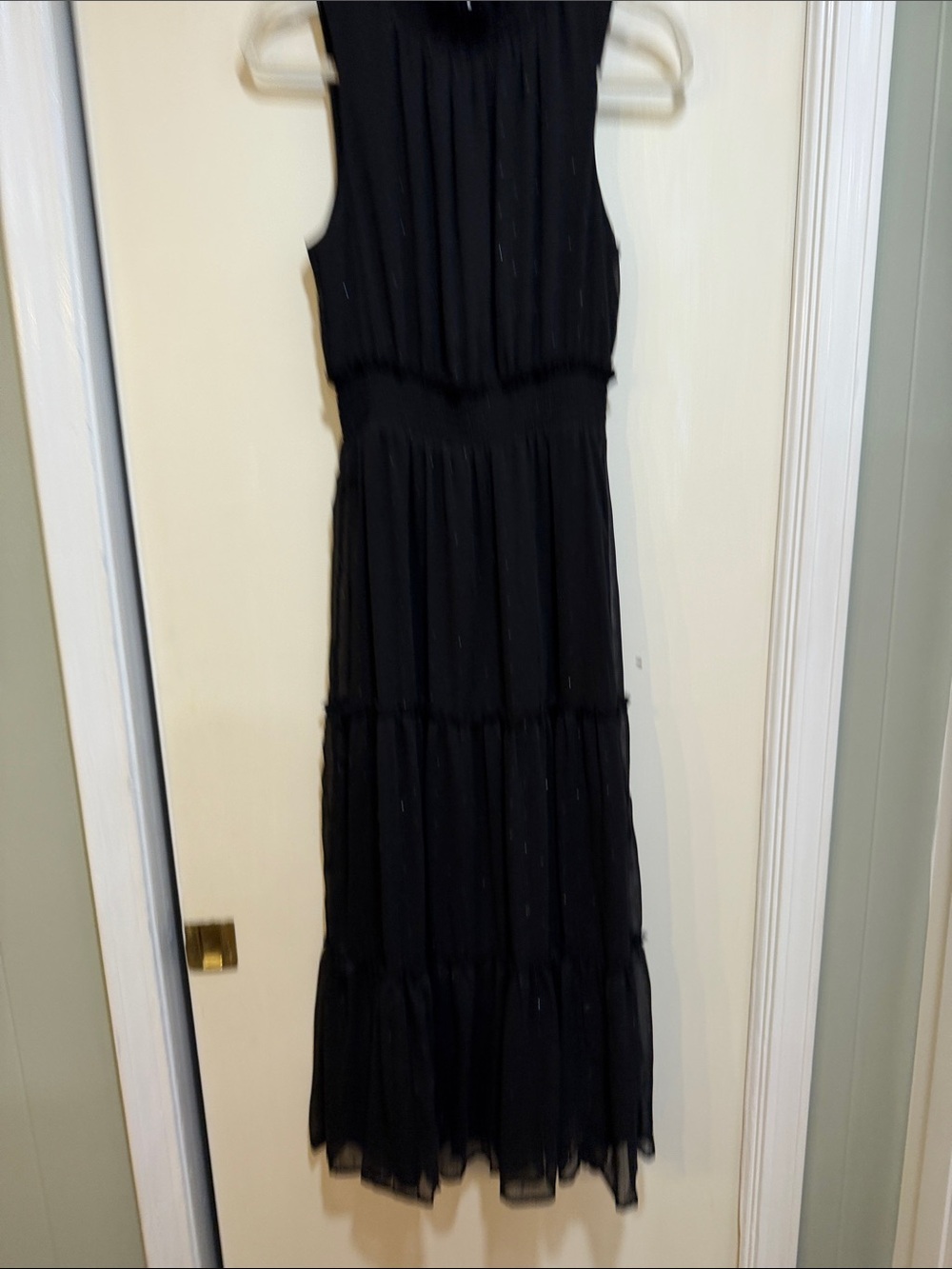 Draper James Black Sleeveless Tiered Maxi Dress